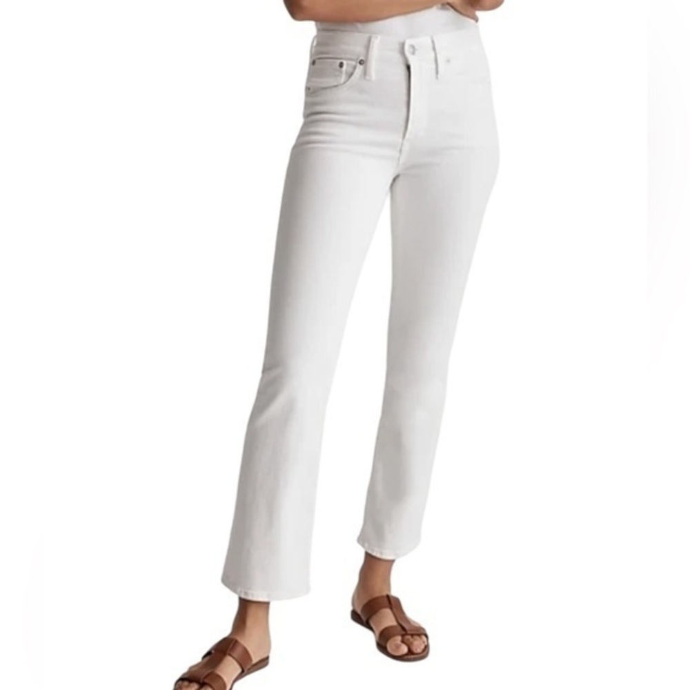 Madewell‎ Mid Rise Kick Out White Denim Jeans